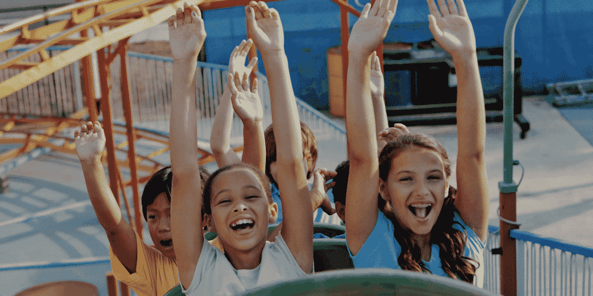 children's on roller coaster
